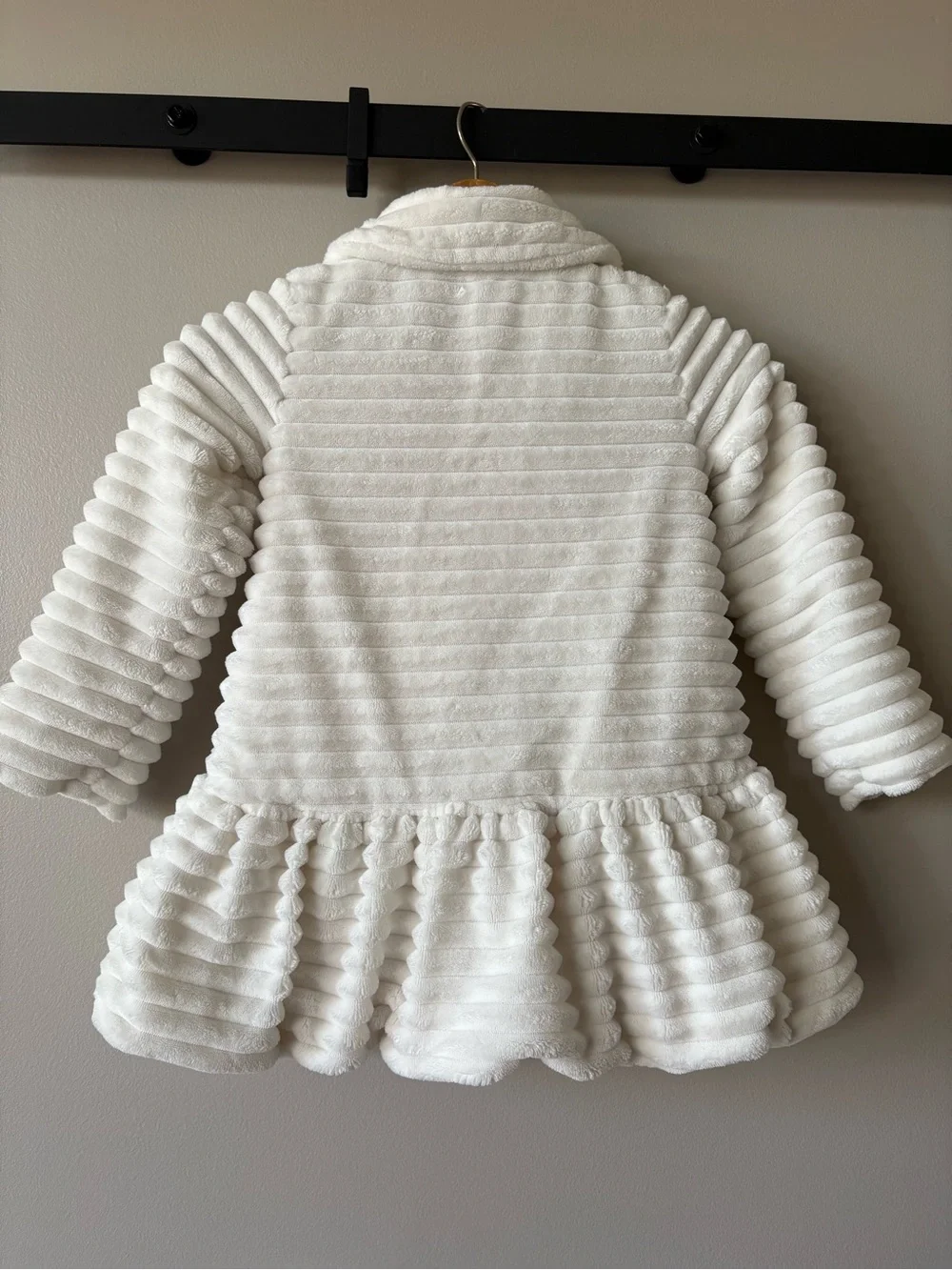 Juicy Couture White Ribbed Peacoat with Flared Hem